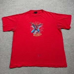 Vintage Y2K Spider Man Graphic T Shirt Men's Size XL Red Short Sleeve Changes
